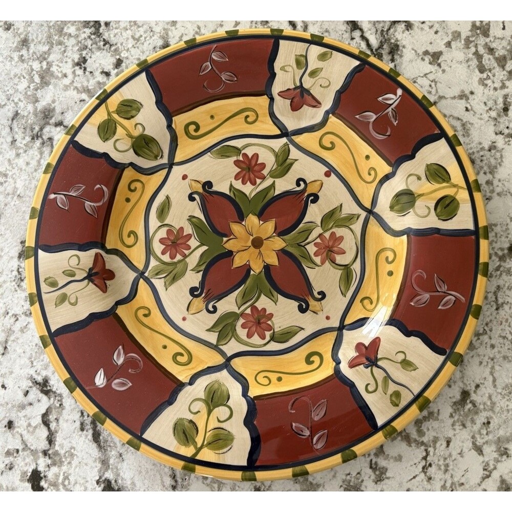 13” Pier 1 One Vallarta Large Serving Dish Round Hand Painted Earthenware